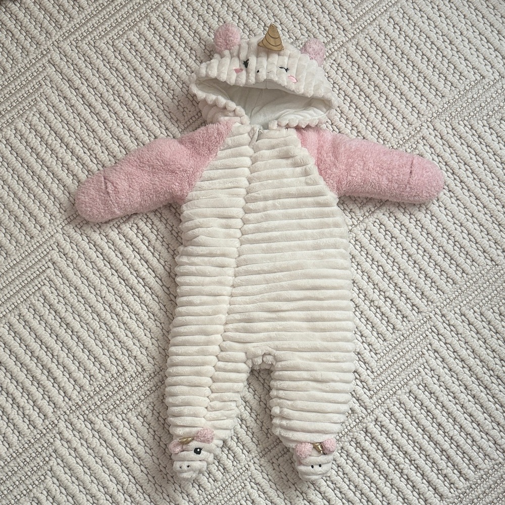 Cozy Pink and White Unicorn Footie for Kids